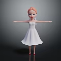Cartoon Female Game Movie Character In White Wedding Dress With Red Hair And Outstretched Arms