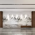 Modern Reception Lobby Interior With Stylish Desk Comfortable Seating And Green Plants