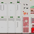 Complete Fire Safety Equipment Set With Cabinets Extinguishers Hydrant And Emergency Lights