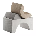 Modern Striped Fabric Doll Featuring Curved Decor And Neutral Color Tones