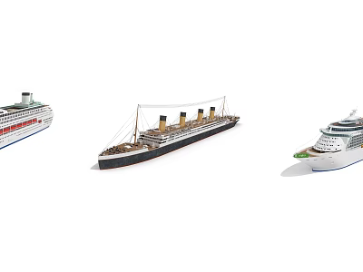 Different Types Of Ship Models Displayed Together 3d model