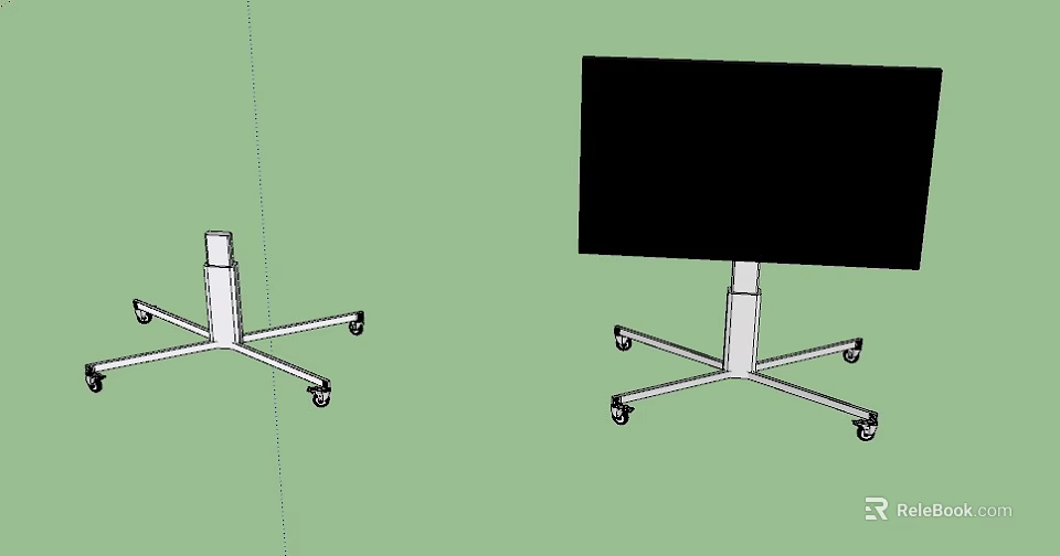 Sturdy Ergonomic Computer Monitor Stand With Mobile Wheels For Office Workspace 3d model 