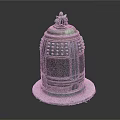 Bronze Bell Shaped Decorative Ornament Set with Small Animal Top Embossed Dots and Stone Base