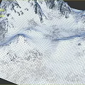 Snowy Mountain Terrain with Snow Covered Peaks Rocky Ridges and Frozen Landscape