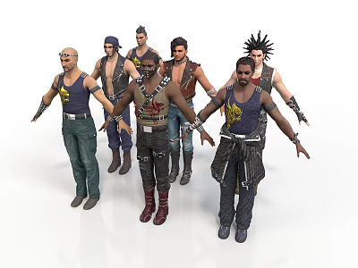 Men With Different Stylish Outfits And Unique Hairstyles In Various Poses 3d model
