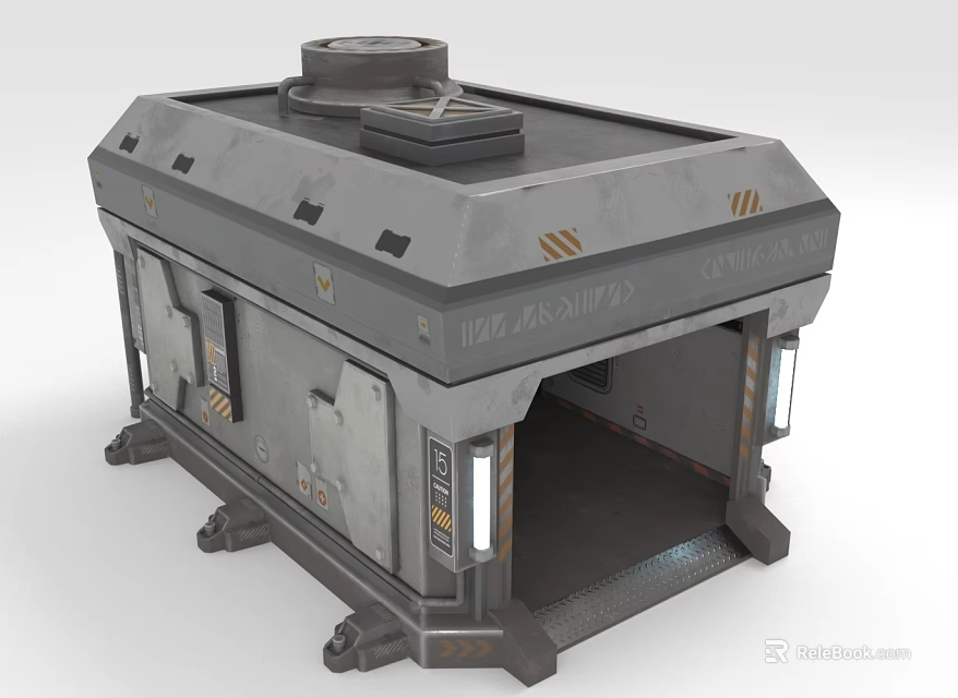 Industrial Style Garage Design With Metal Structure Paneling And Mechanical Details 3d model 