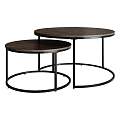 Functional Nesting Round Tables With Dark Wood Tabletop And Black Metal Frame 3d model