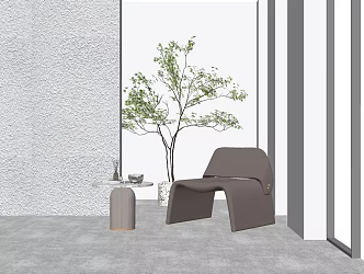 Modern Single Sofa Leisure Chair Green Plant 3d model