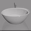 White Countertop Basin With Chrome Faucet On Gray Smooth Reflective Surface 3d model