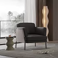 Modern Black Leather Leisure Chair With Side Table Floor Lamp And Window Mountain View