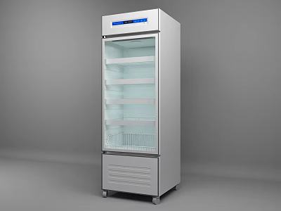 Upright Commercial Refrigerator Freezer With Glass Door Multiple Shelves Stainless Steel And Top 3d model