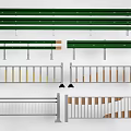 Green And Gray Railings With Yellow Stripes For Road And Staircase