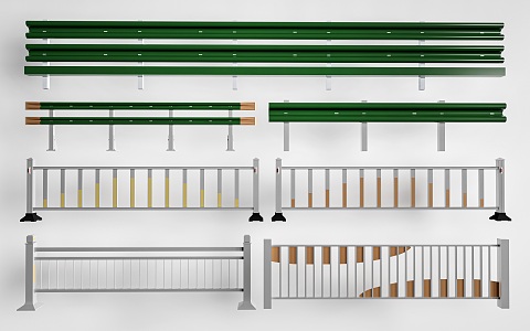 Municipal guardrail road guardrail municipal railing municipal fence 3d model