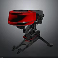 Engineer Character And Mechanical Creature With Red Top Black Metal Base Structure