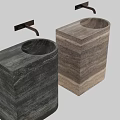 Elegant Cylindrical Natural Stone Washbasin With Unique Striped Texture And Modern Design