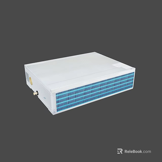 Modern White Air Conditioner Fan with Blue Grilles and Efficient Cooling Design 3d model 