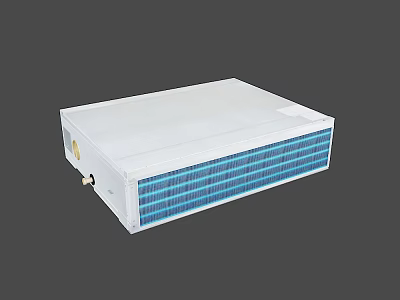 Modern White Air Conditioner Fan with Blue Grilles and Efficient Cooling Design 3d model