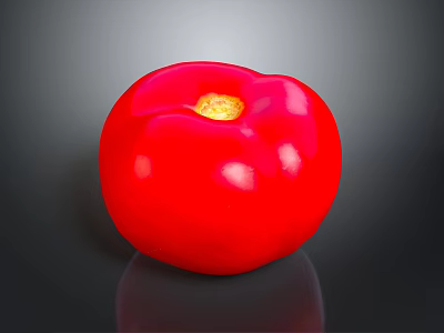Fresh Ripe Red Tomato Isolated on Dark Background with Shiny Surface and Reflection 3d model