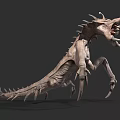 Mythical Fantasy Monster With Spikes Horns Open Mouth And Sharp Claws