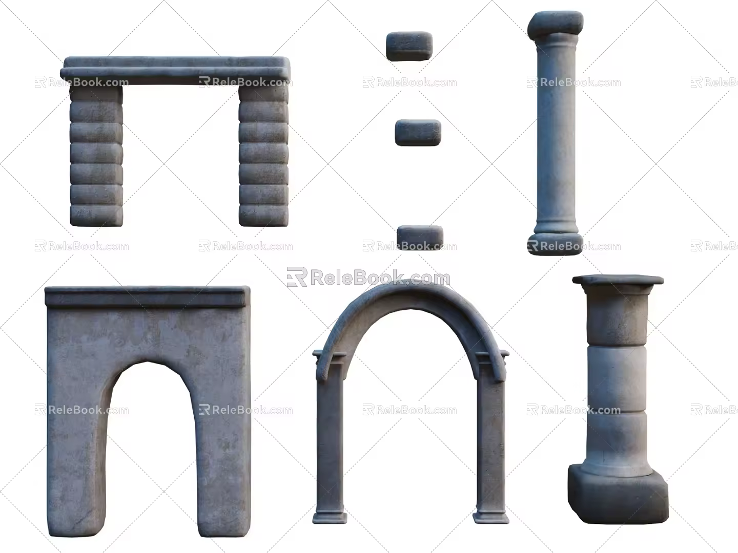 Ancient Ruins Ancient Style Mysterious Architecture Palace Ruins Temple Medieval Gate Head Entrance Gate 3d model