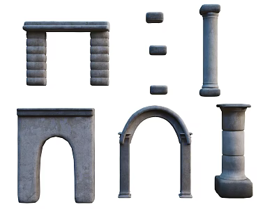 Ancient Ruins Ancient Style Mysterious Architecture Palace Ruins Temple Medieval Gate Head Entrance Gate 3d model