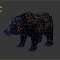 Glowing Lava Bear 3D Model Featuring Black Body Red Cracked Patterns On Gray Background 3d model