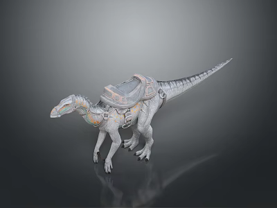 Futuristic Dinosaur Model With Intricate Saddle And Mechanical Design Elements 3d model