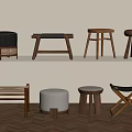 Collection of Various Designed Stools Featuring Wooden Leather and Woven Materials on