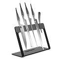 Stainless Steel Kitchen Knife Set with Black Holder and Sharp Blades