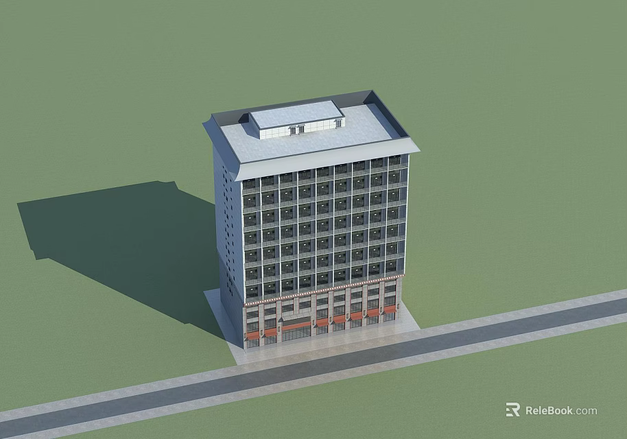 Modern Multi story Residential Building With Glass Windows And Urban Facade Design 3d model 