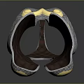 Ornate Silver Armor Component Featuring Gold Accents And Woven Textured Design