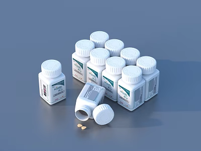 White Medicine Bottles With Tablets For Daily Living Essentials 3d model