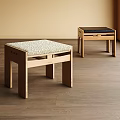Modern Sofa Stool Fabric Square Sofa Stool Shoe Changing Stool Low Stool 3d model