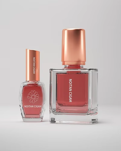 Transparent Bottled Nail Polish With Copper Caps 3d model