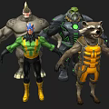 Superhero And Villain Characters Group Collection With Various Costumes And Poses
