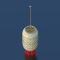 Traditional Chinese Bamboo Woven Cylindrical Lantern With Red Tassels For Home Decoration