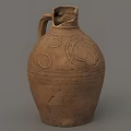 Ancient Clay Jug With Spiral Patterns And Textured Surface Design 3d model