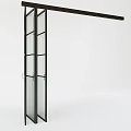 Modern Black Frame Glass Door With Multiple Panels And Ribbed Glass Sections