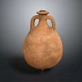 Ancient Terracotta Jar With Two Handles And Rounded Textured Body 3d model