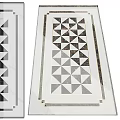 Geometric Marble Floor Design With Black White Triangle Pattern And Gold Trim 3d model