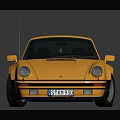 Orange Vintage Porsche Sports Car With Rear Spoiler And Shiny Wheels
