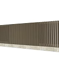 Modern Building Exterior Wall With Vertical Slats Central Column And Stone Base 3d model