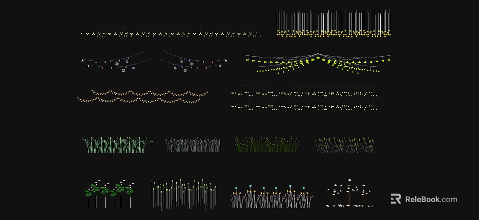 Various Decorative Lights With String Wave And Strip Designs For Home Decoration 3d model