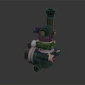 Green Metal Surveying Instrument Featuring Telescope Adjustment Knobs and Stable Base 3d model