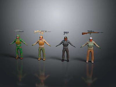 Soldier Mercenary Male Soldier Male Detective Male Detective 3d model