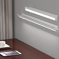 White Slim LED Wall Lights Mounted on Gray Wall with Wooden Desk Interior