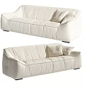 White Modern Double Sofa With Soft Fabric And Plush Cushions Design