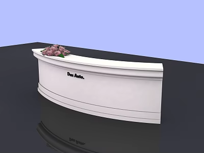 Rose Hotel Stylish White Curved Reception Desk With Flower Arrangement 3d model