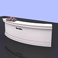 Rose Hotel Stylish White Curved Reception Desk With Flower Arrangement