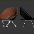 Modern Accent Chairs With Curved Design Red White Black Upholstery And Metal Legs